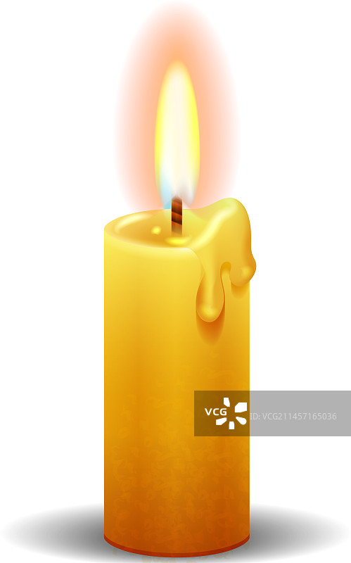 逼真燃烧的黄色蜡烛图片素材
