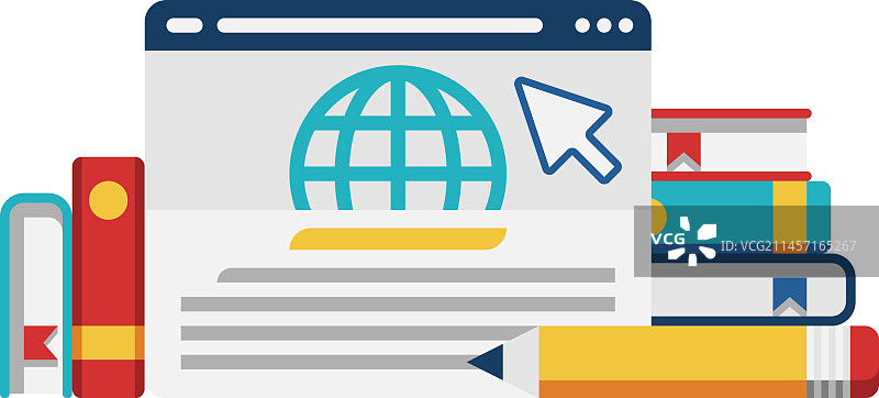 彩色书籍网络数字教育图标图片素材