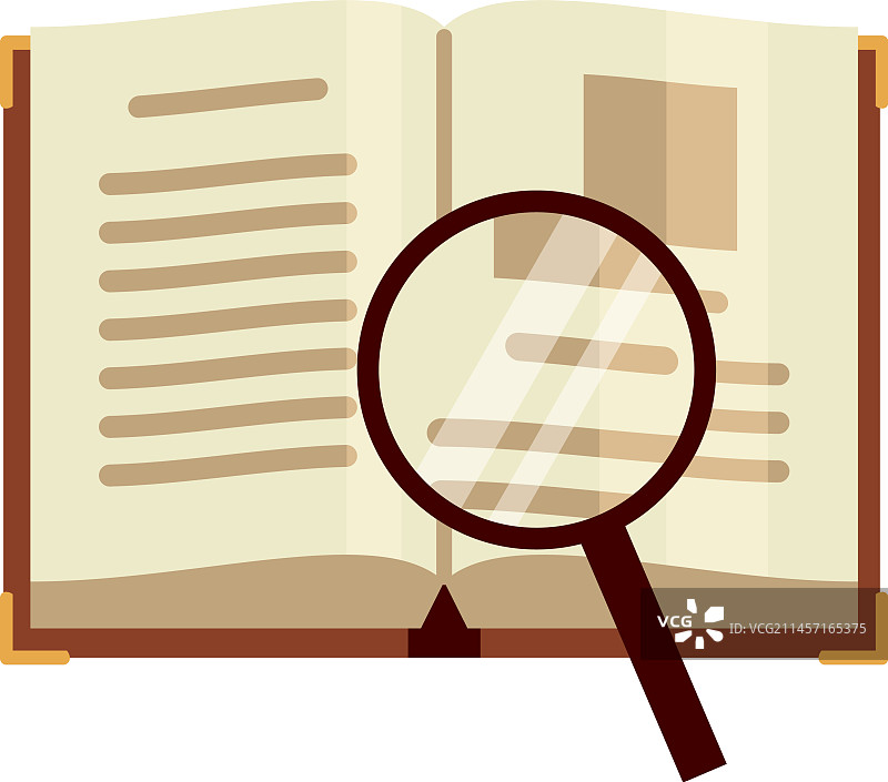 学习扁平风格彩色书本放大镜图标图片素材