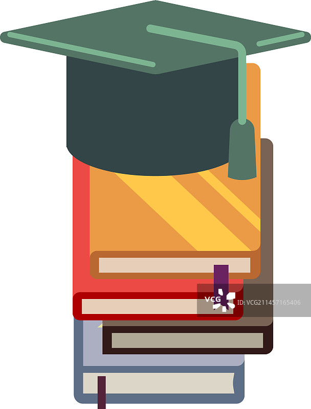 书本上的毕业帽教育扁平图标图片素材