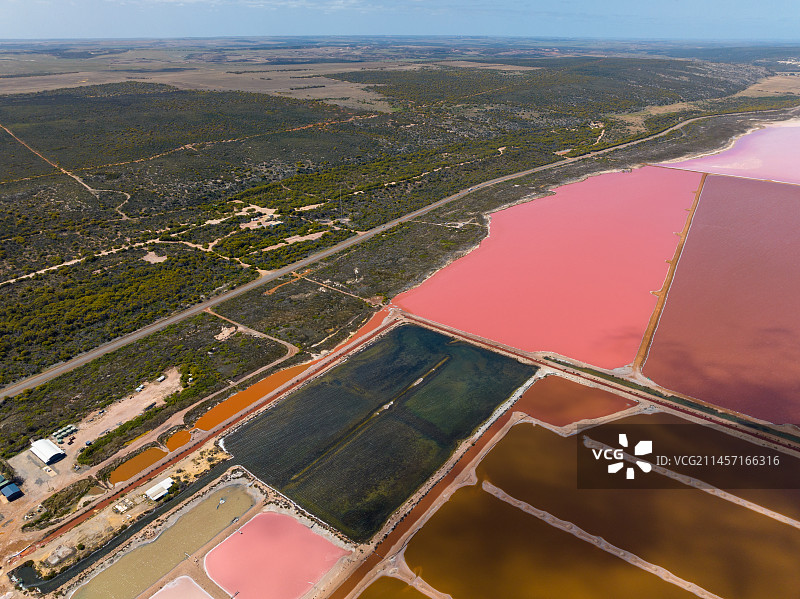 航拍西澳大利亚粉红湖图片素材