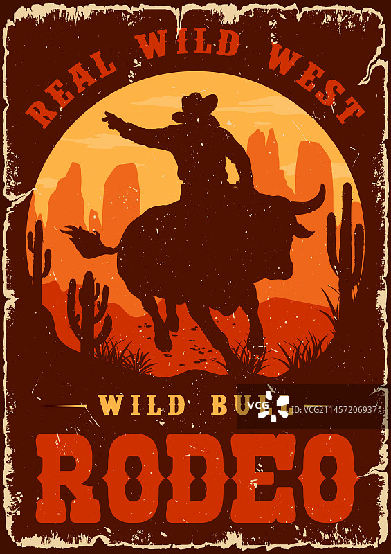 公牛牛仔竞技复古banner图片素材