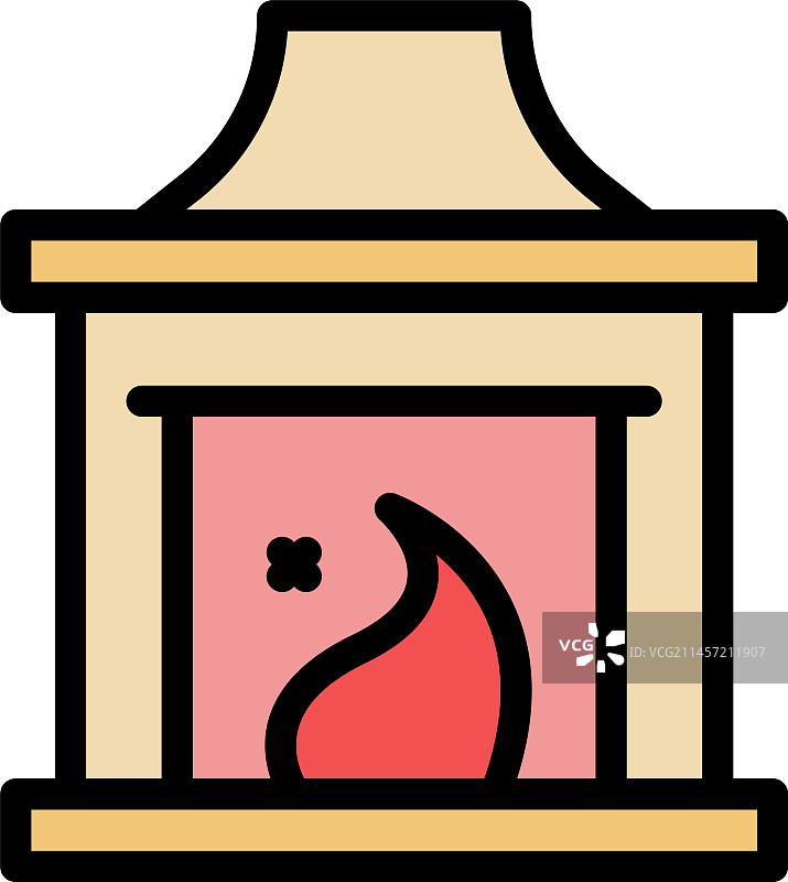 壁炉扁平图标图片素材