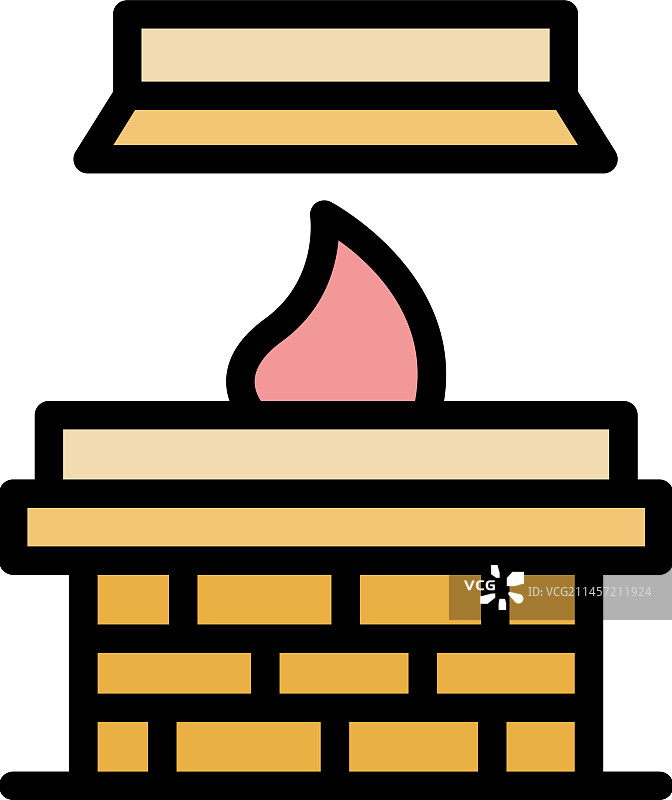 扁平风格的砖砌壁炉图标图片素材