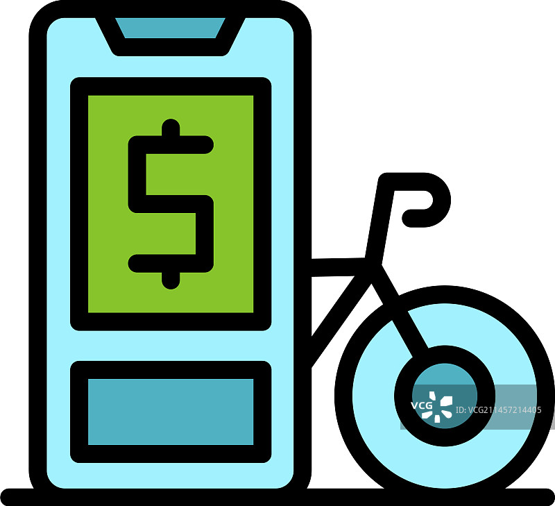 智能手机自行车租赁图标（扁平风格）图片素材
