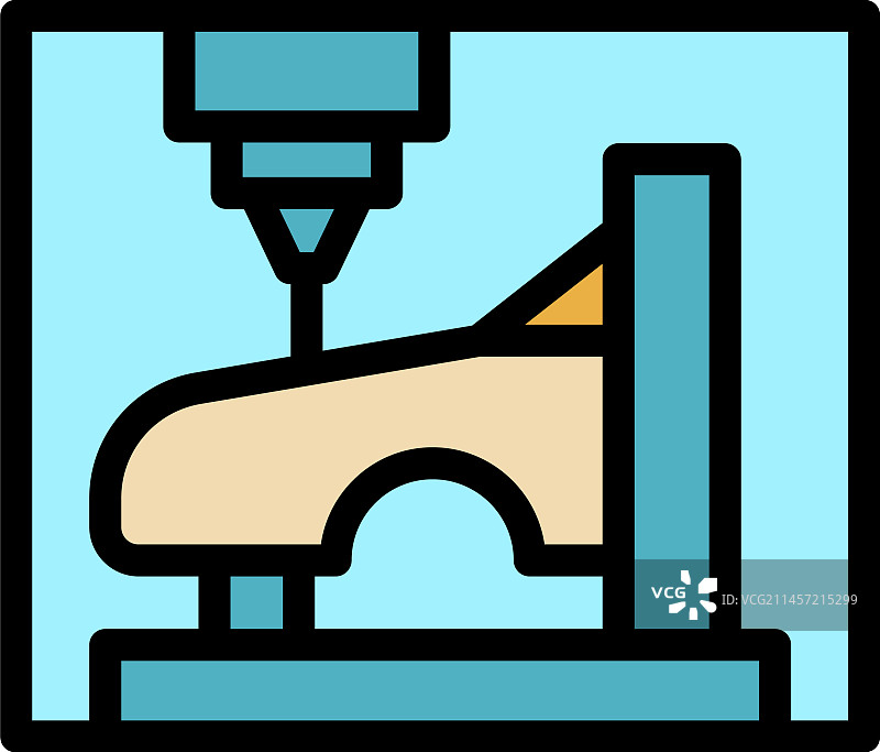 车库汽车印刷图标（扁平风格）图片素材