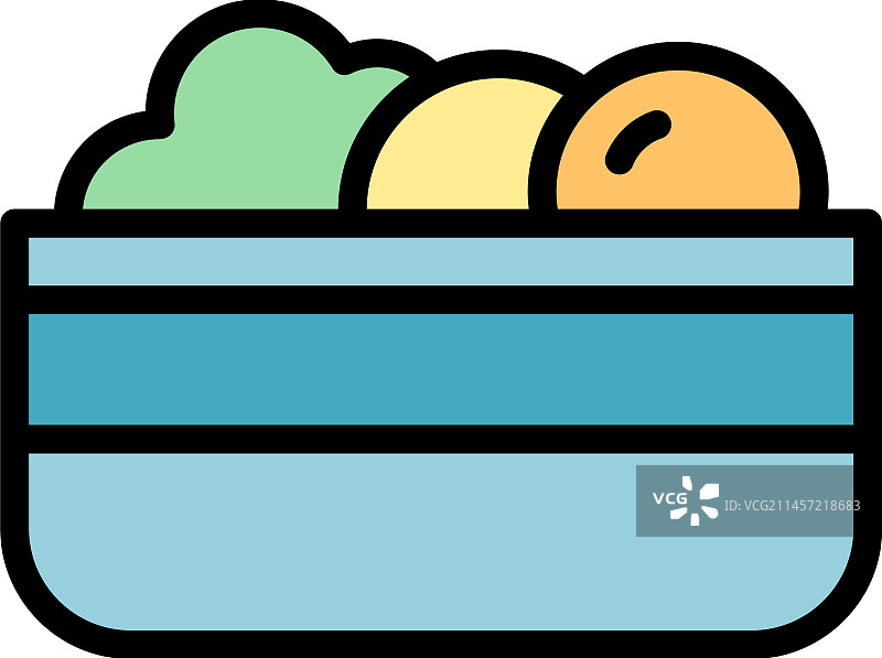 扁平风格沙拉碗图标图片素材