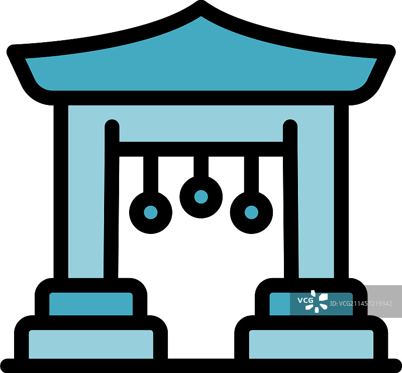 城市景观拱形图标（扁平风格）图片素材