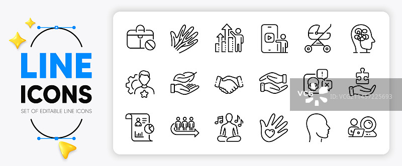 报告品牌和视频会议线性图标图片素材