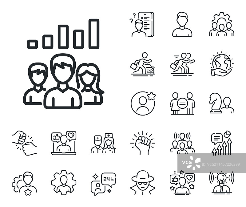 团队合作成果线性图标图片素材