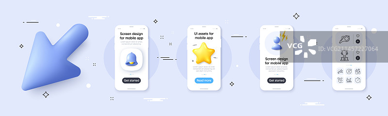 计时器、好友和哨子线条图标包图片素材
