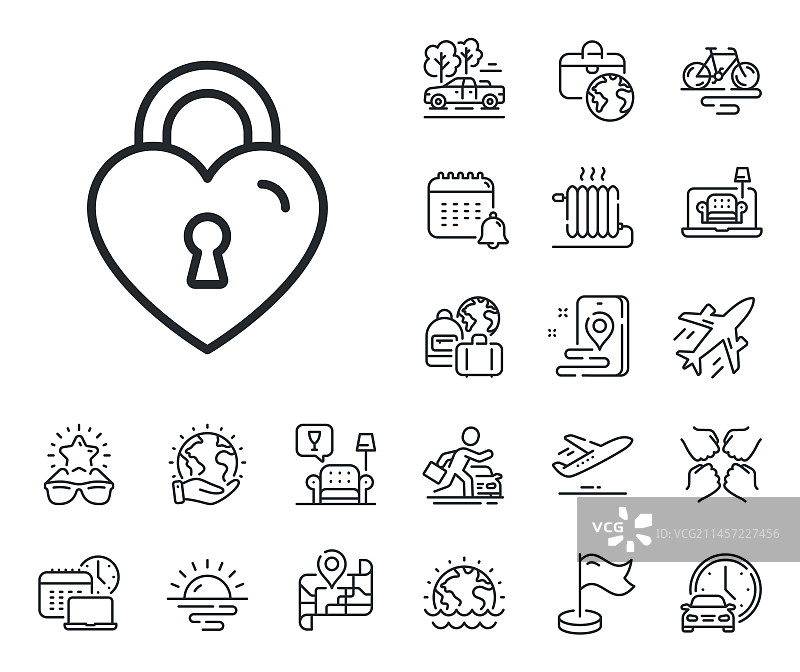 爱情锁线条图标：蜜月桥储物柜标志图片素材