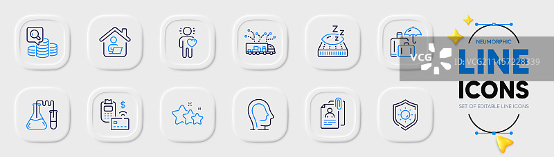 心理学工作、家庭和化学实验室线性图标图片素材