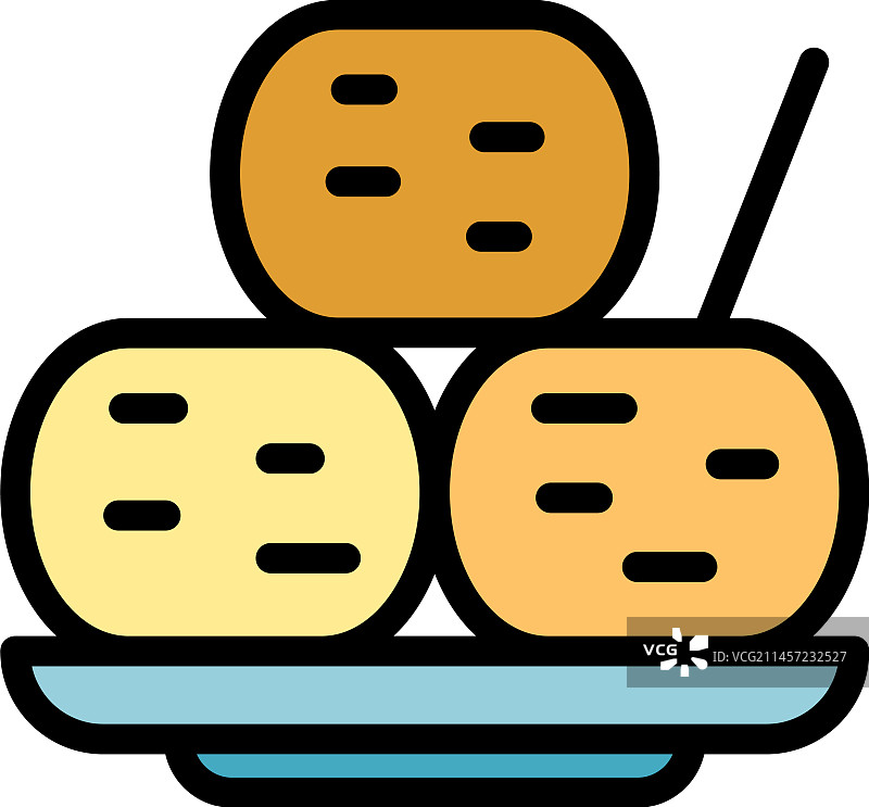 天妇罗炸丸子扁平图标图片素材