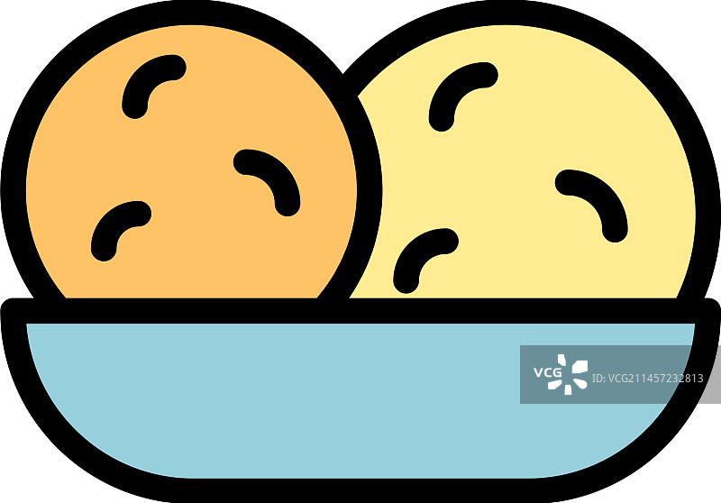 炸丸子食物图标（扁平风格）图片素材