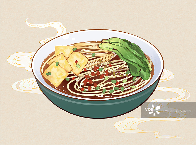 中华美食广西螺狮粉手绘风格插画图片素材