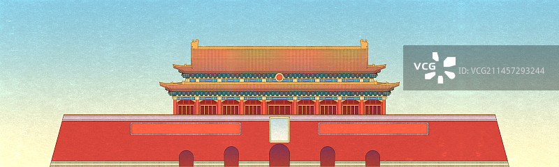天安门，北京中轴线建筑，新中式插画图片素材