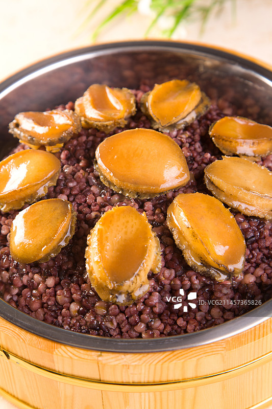 鲍鱼高梁黑米饭图片素材