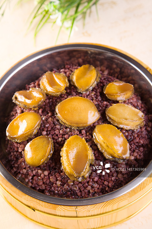 鲍鱼高梁黑米饭图片素材