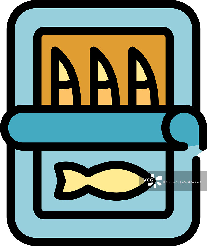 罐头鱼图标扁平风格图片素材