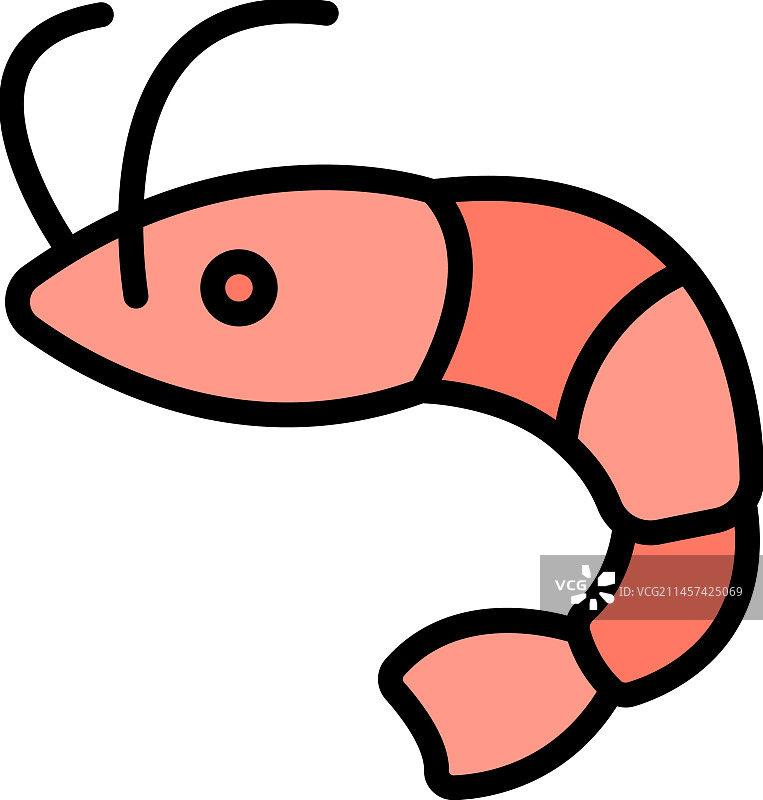 虾肉食品图标（扁平风格）图片素材