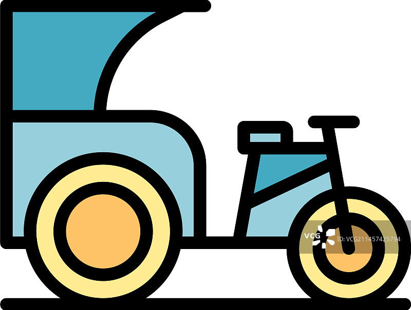 亚洲三轮车扁平图标图片素材