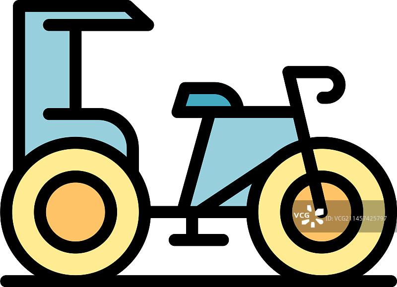 印度三轮车扁平图标图片素材