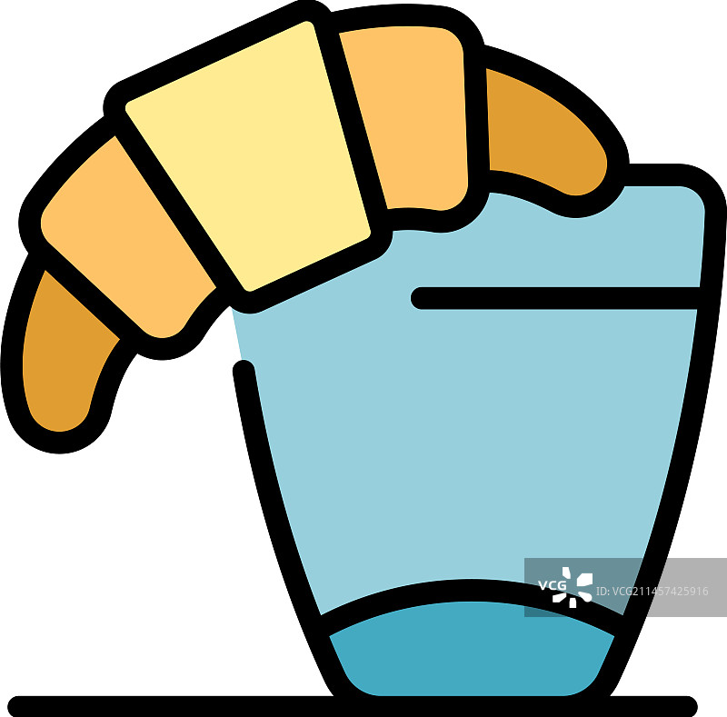 扁平风格的羊角面包早餐图标图片素材