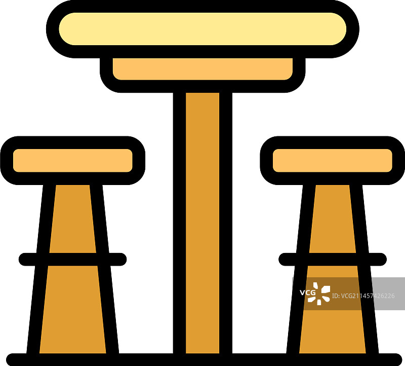 金属吧台凳扁平图标图片素材