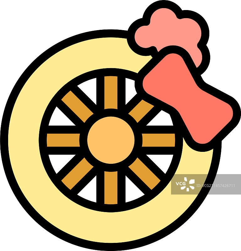 干净的汽车车轮图标（扁平风格）图片素材