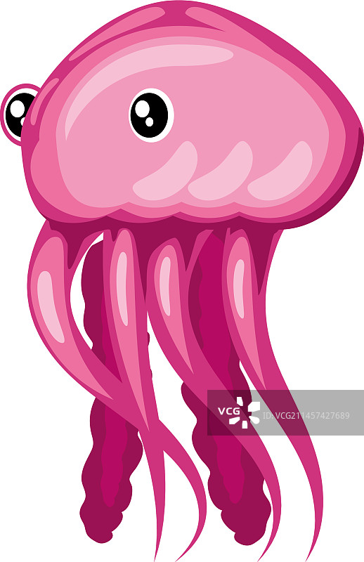 白色背景上的可爱水母卡通图标图片素材