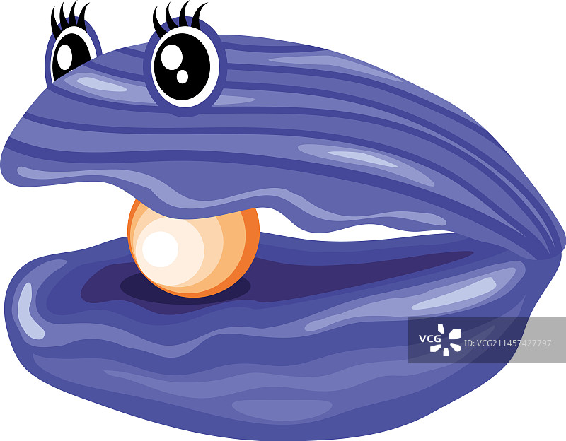 白色背景上的可爱珍珠牡蛎图标图片素材