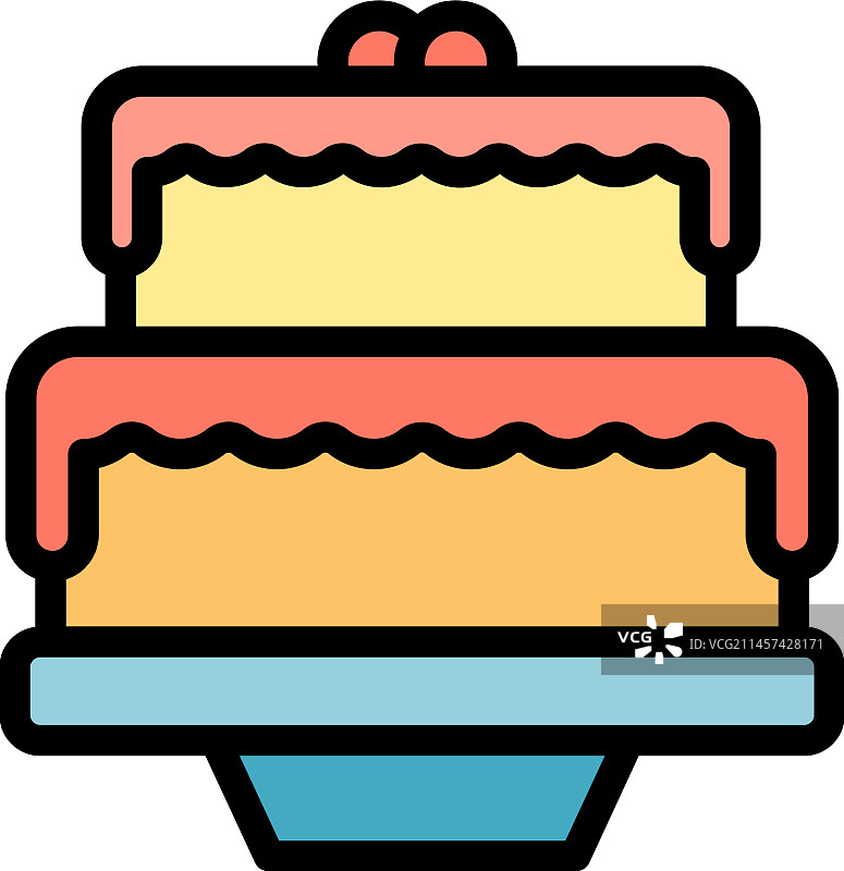 巧克力喷泉蛋糕图标（扁平风格）图片素材