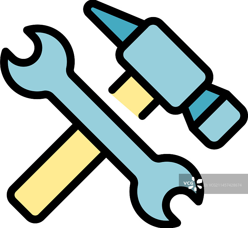 锤子和钥匙扁平图标图片素材