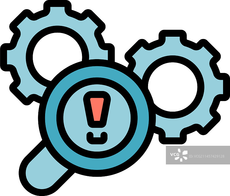 有缺陷的齿轮系统平面图标图片素材