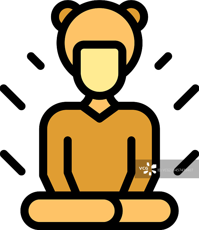 冥想女孩图标（扁平风格）图片素材