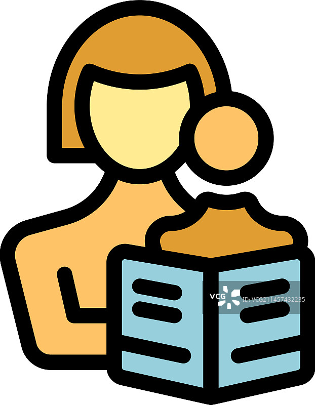 儿童听书图标扁平风格图片素材