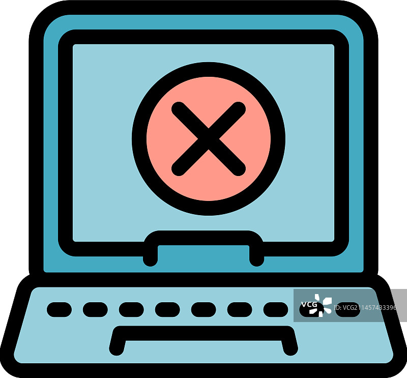 禁止笔记本电脑信息扁平图标图片素材