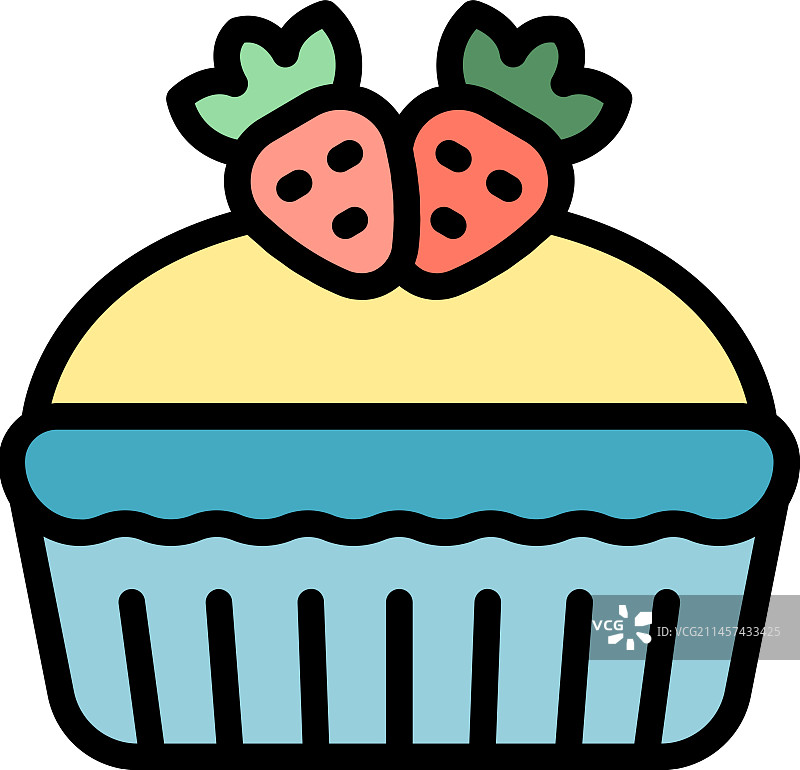 扁平草莓芝士蛋糕图标图片素材