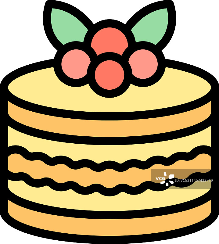 樱桃芝士蛋糕扁平图标图片素材