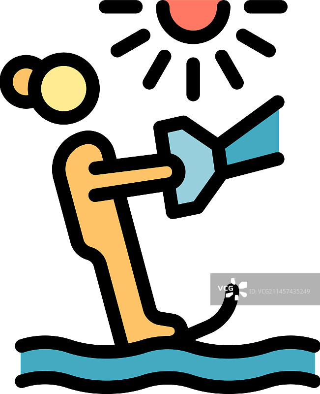 女孩滑水图标（扁平风格）图片素材