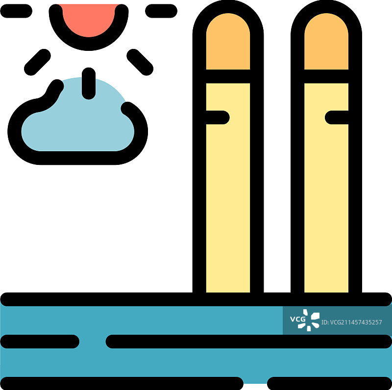 夏季港口图标（扁平风格）图片素材