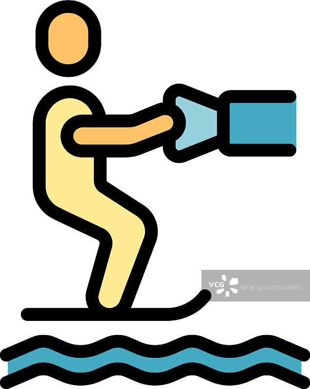 滑水图标（扁平风格）图片素材