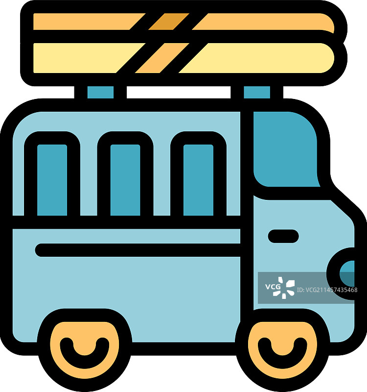 扁平风格滑水巴士图标图片素材