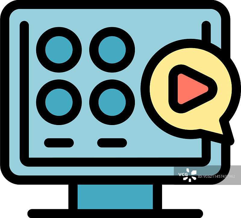 视频播放框图标（扁平风格）图片素材