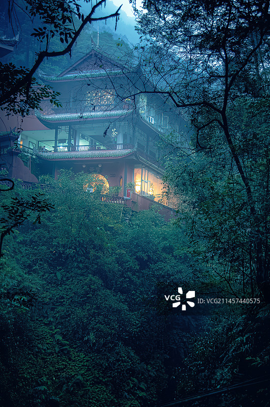 何须听丝竹，山水有清音—峨眉山清音阁图片素材