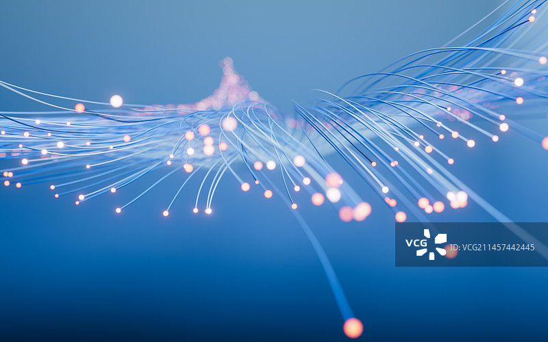流动生长的粒子曲线背景3D渲染图片素材
