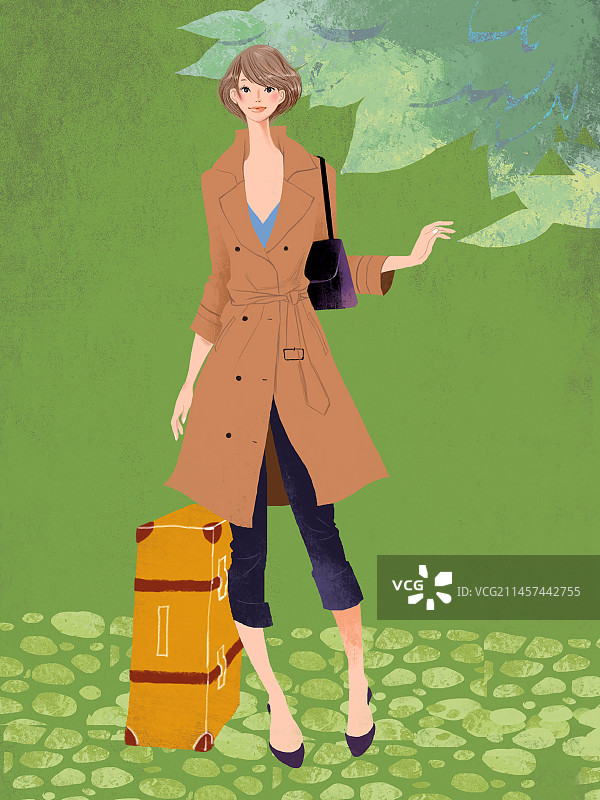 时尚，行李，旅途，旅行，美女图片素材