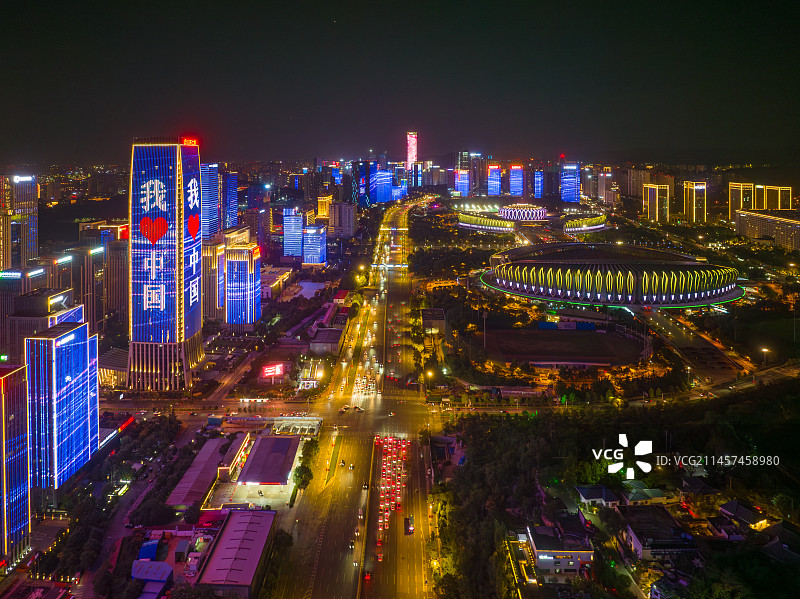 济南国庆灯光秀图片素材