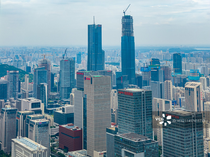 航拍济南CBD片区图片素材